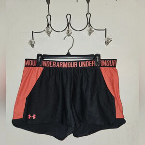 Under Armour Loose Heat Gear Logo Fold Over Band Pockets Running Shorts …